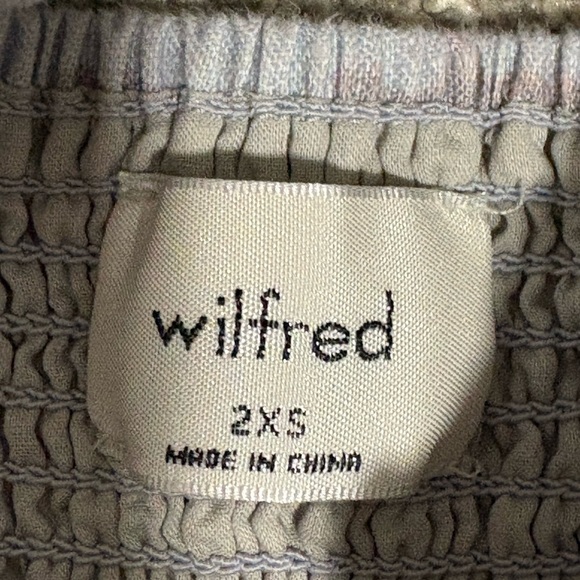 Aritzia Wilfred Linen Crop‎ Smocked Purple Puff-sleeve Top Women's Size XXS - Picture 7 of 14